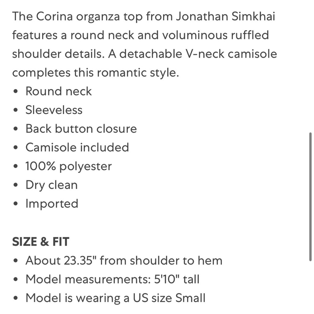 JONATHAN SIMKHAI Corina Ruffled Organza Top Small - Picture 3 of 7